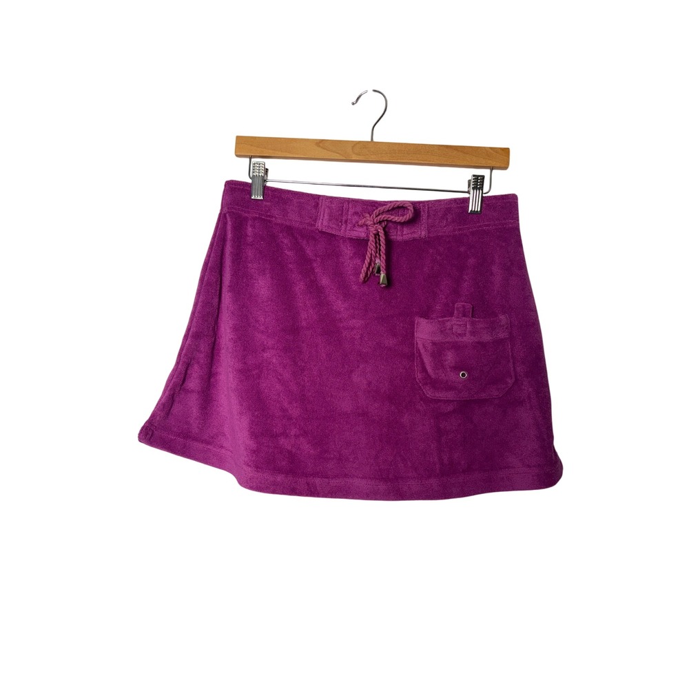 Talbots Womens Mini Skirt M Purple Terry Cloth Pocket Drawstring Y2K Coastal NEW